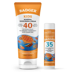 Badger Kids crema solar mineral SPF 40, protección suave para piel sensible.