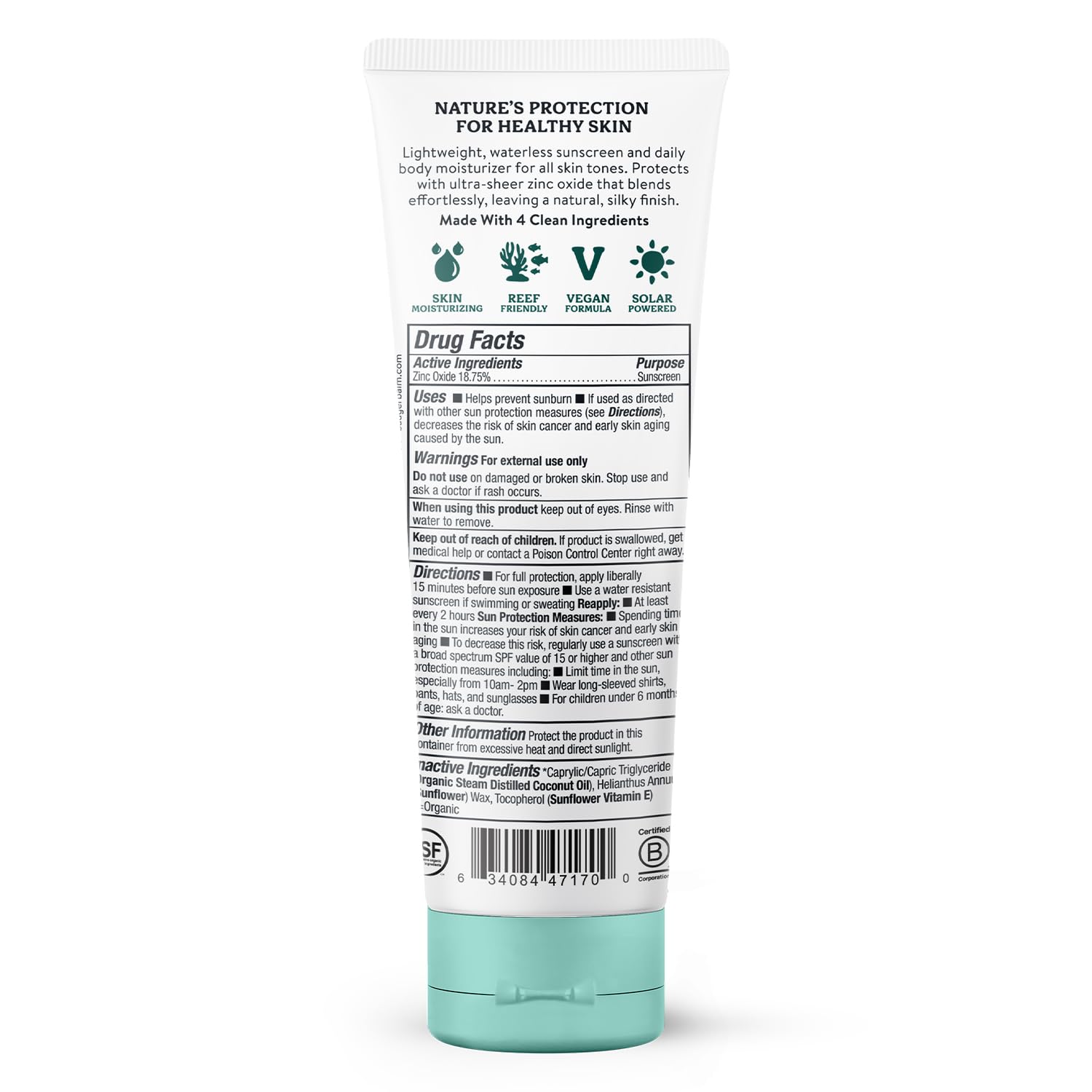 Badger Mineral Daily Sunscreen SPF 30, textura satinada que se absorbe sin grasa