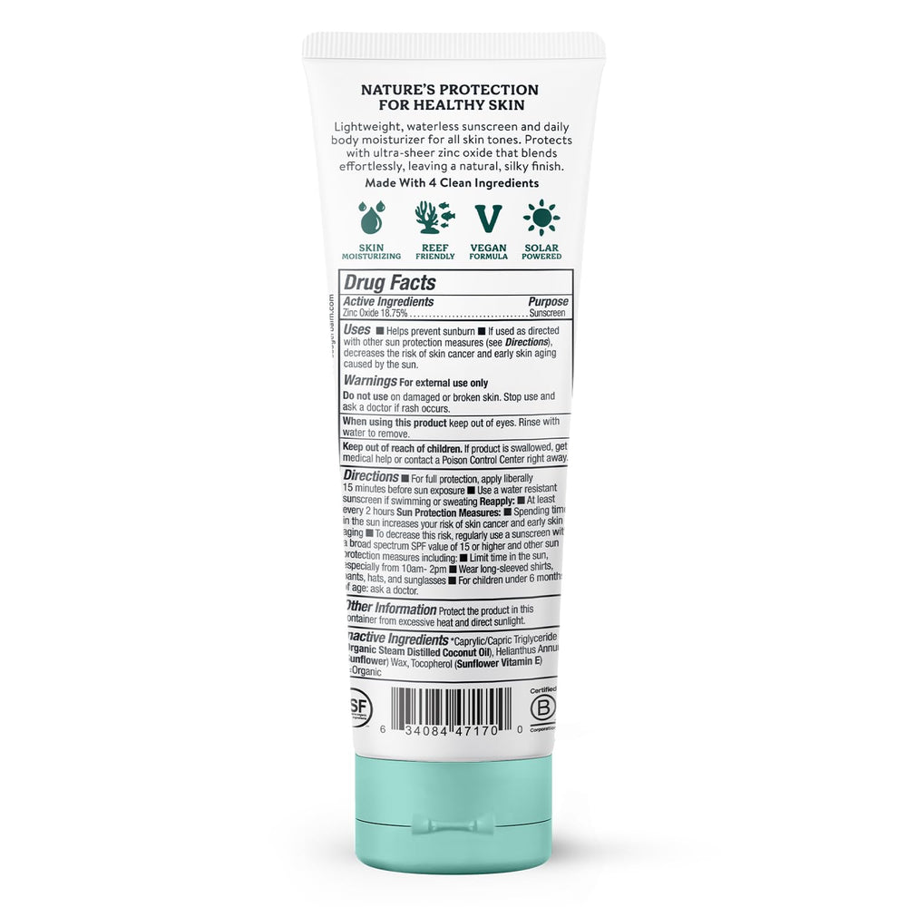 Badger Mineral Daily Sunscreen SPF 30, textura satinada que se absorbe sin grasa