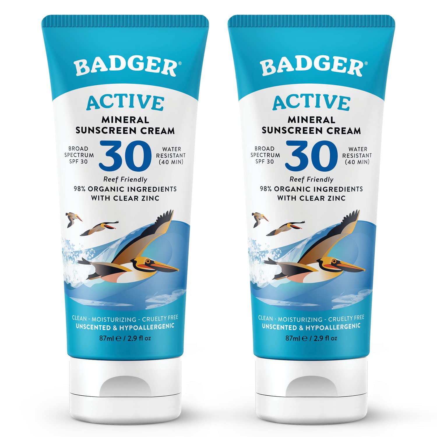 Badger Mineral Sunscreen SPF30 crema sin aromas para piel sensible.