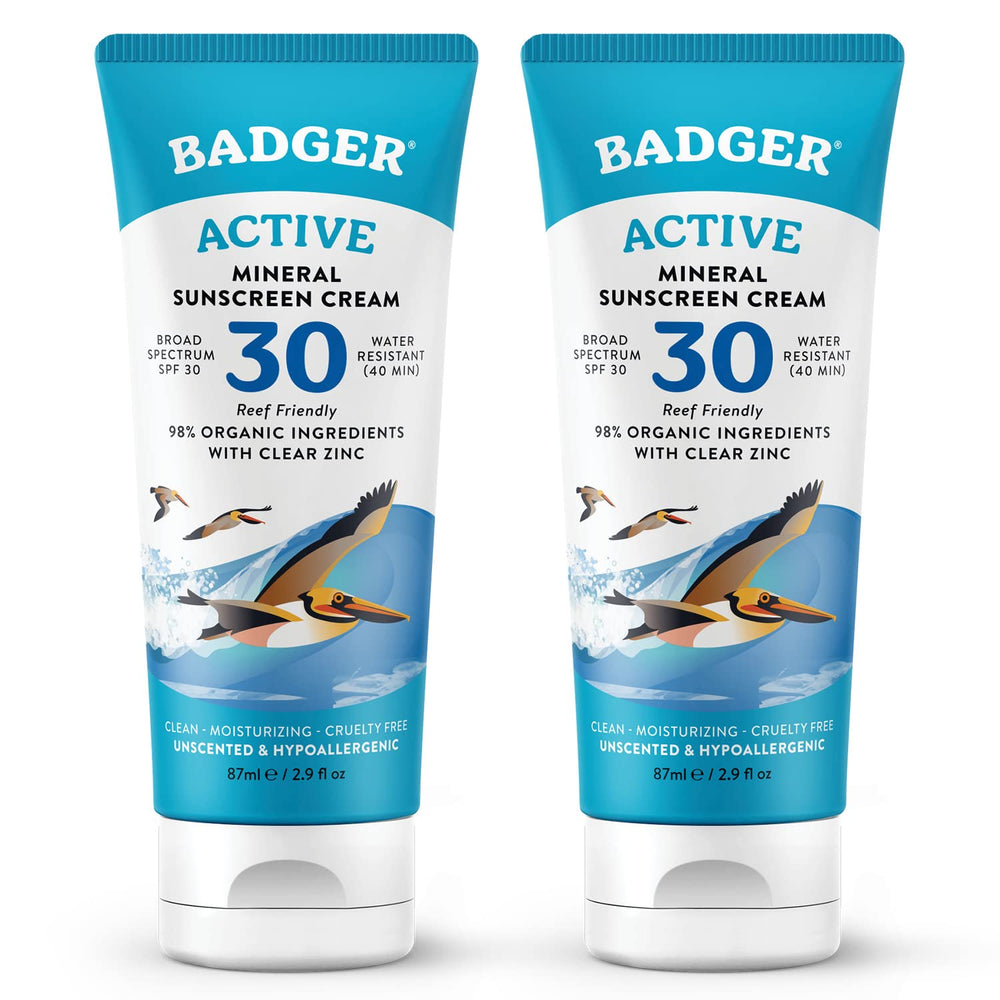 Badger Mineral Sunscreen SPF30 crema sin aromas para piel sensible.