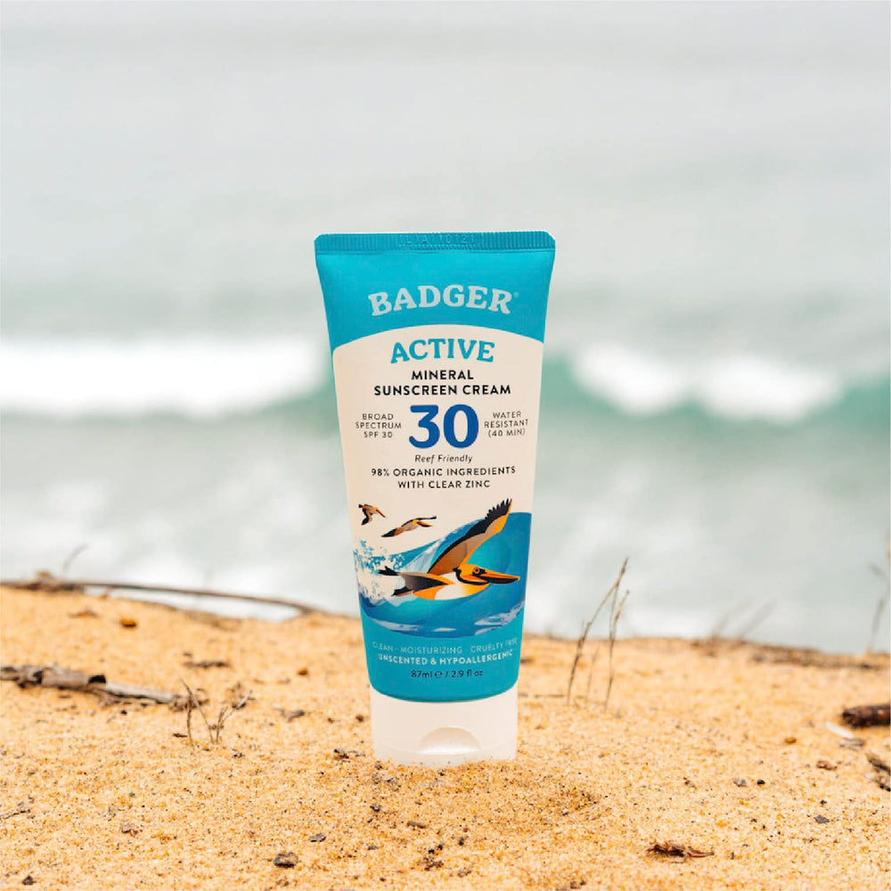 Badger Mineral Sunscreen SPF30 envase ecológico con PCR y respeto ambiental.