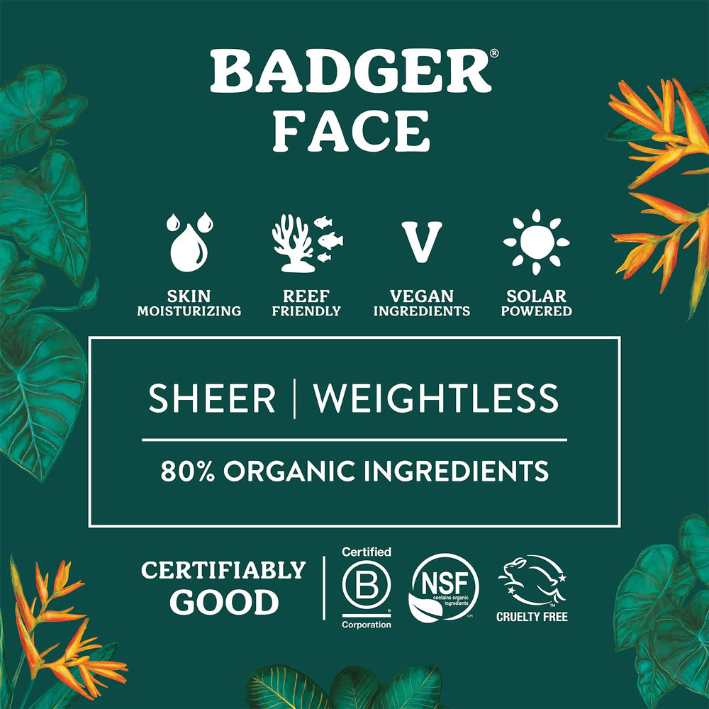Badger zinc oxide rostro vegano SPF30, fórmula mineral ligera