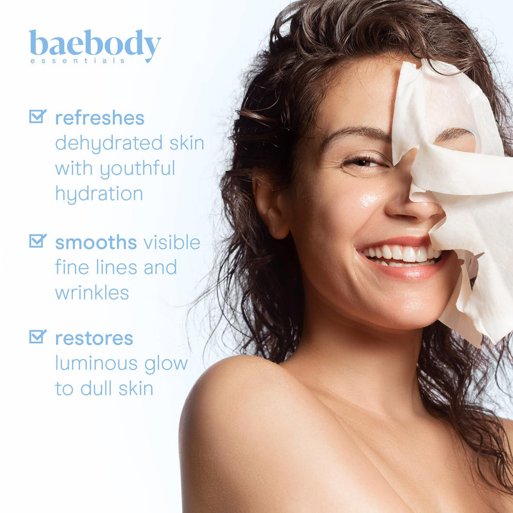 Baebody mascarilla hoja con ácido hialurónico para piel suave.