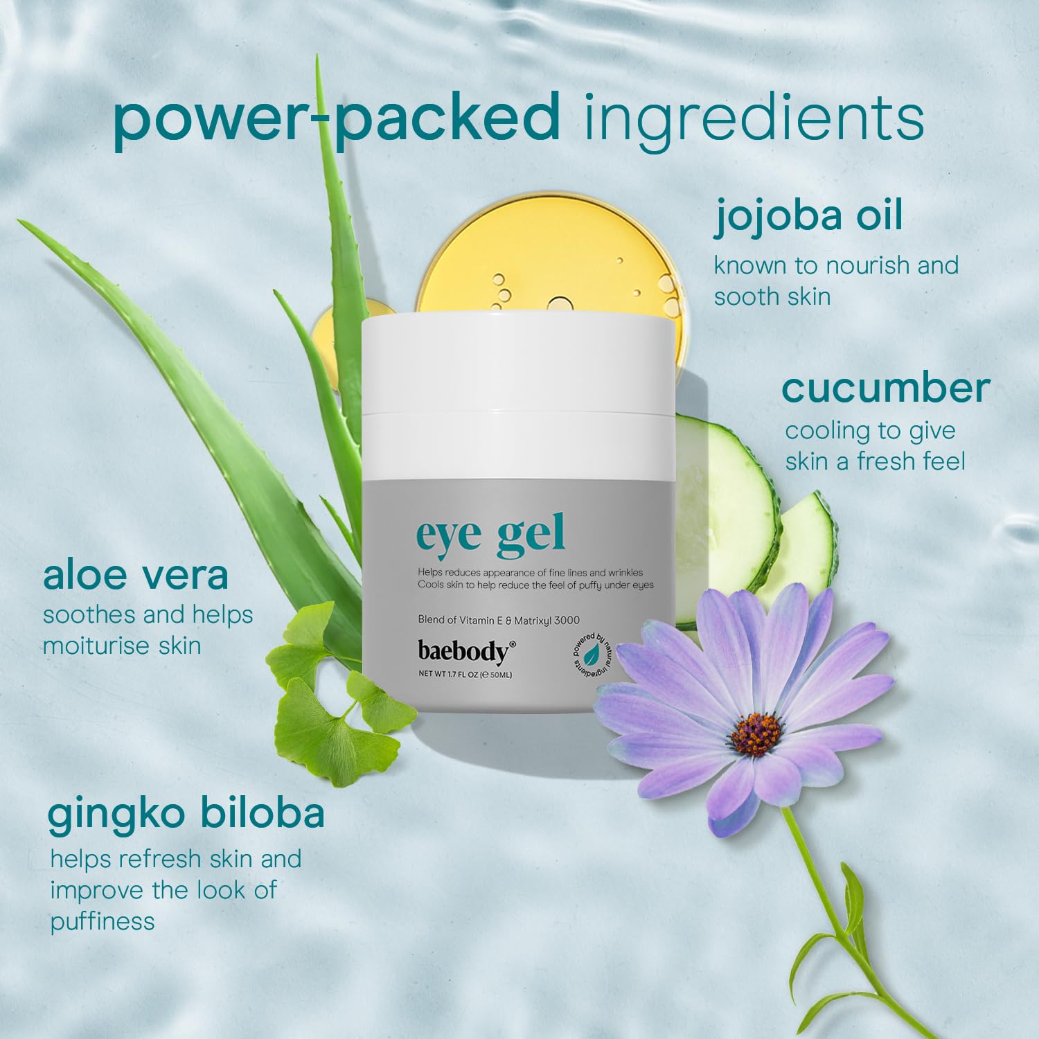 Applying Baebody Under-Eye Gel to the under-eye for quick refresh.