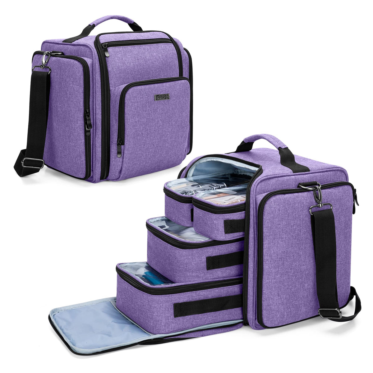 BAFASO bolsa maquillaje frontal con 4 bolsos removibles para organizar productos