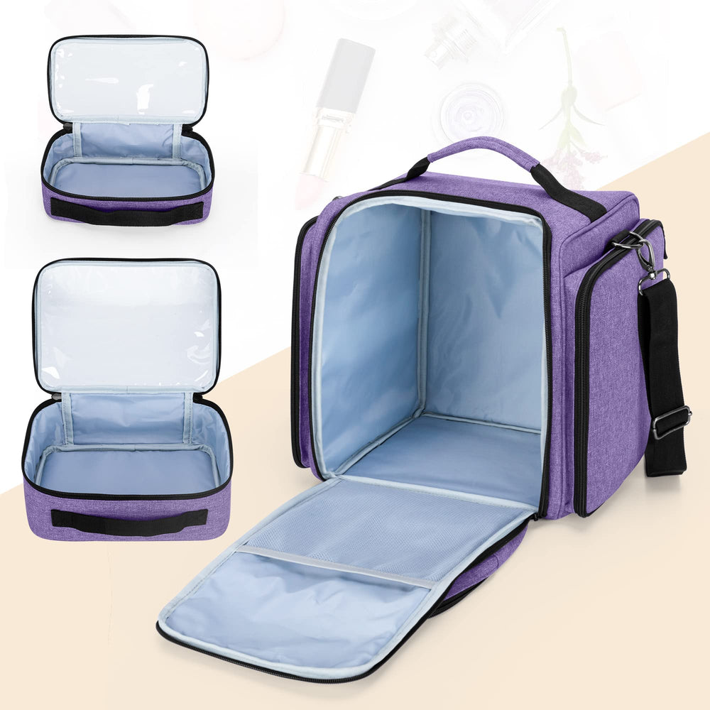 BAFASO bolsa maquillaje lateral con espacio para brochas y paletas compactas