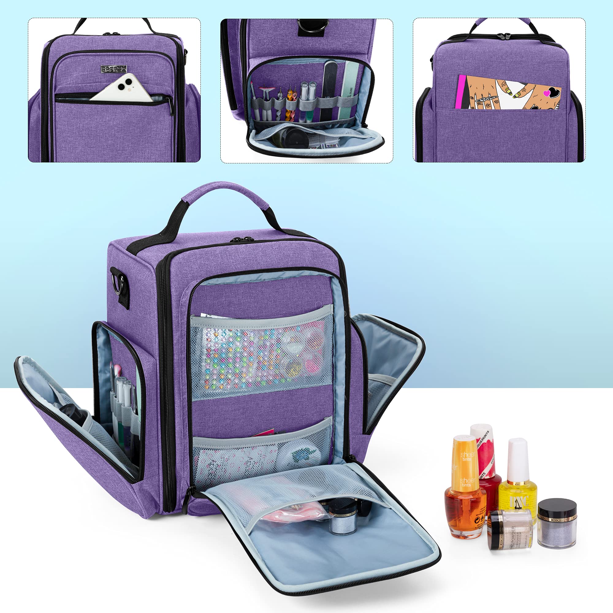 BAFASO divisor interior ajustable personaliza el espacio para distintos tamaños de esmaltes.
