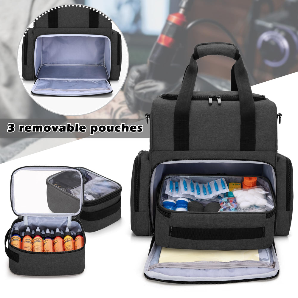 Bolsas transparentes inferiores para tintas, máquinas y fuente de poder.