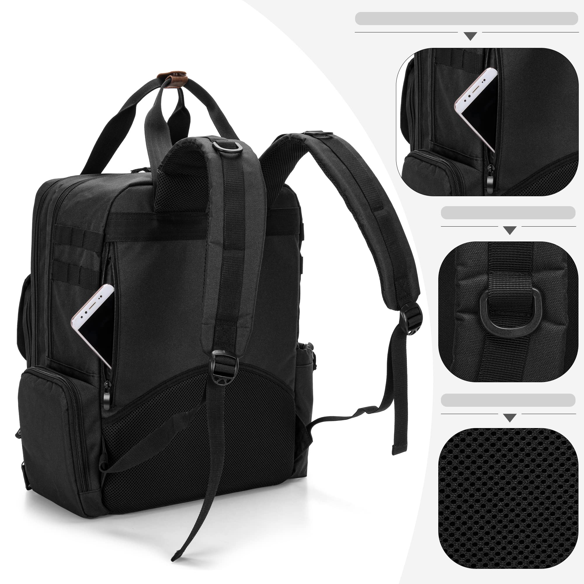 BAFASO maletín barbero, bolsillo trasero con cremallera para accesorios