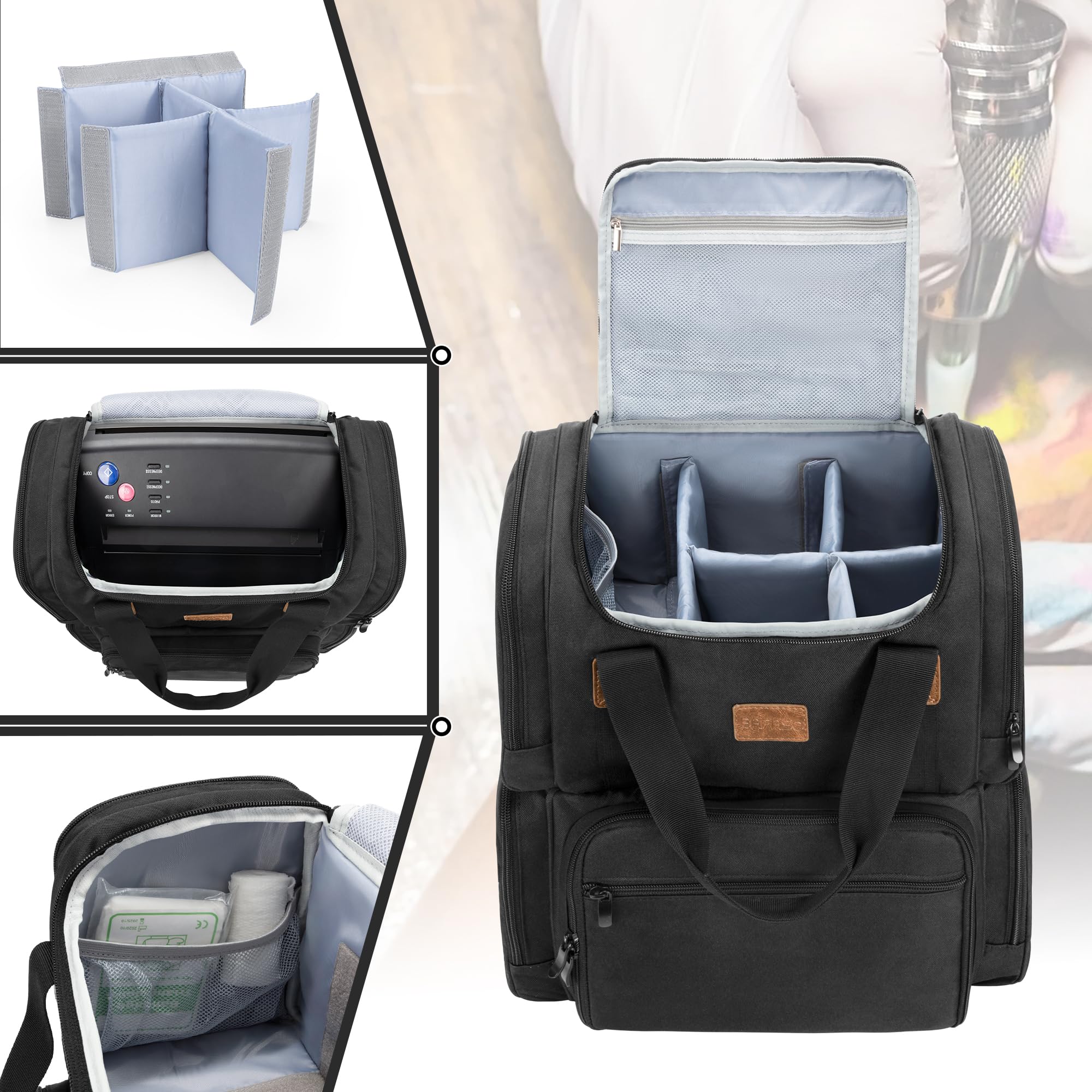 BAFASO mochila tatuaje bolsillos transparentes para tintas y consumibles