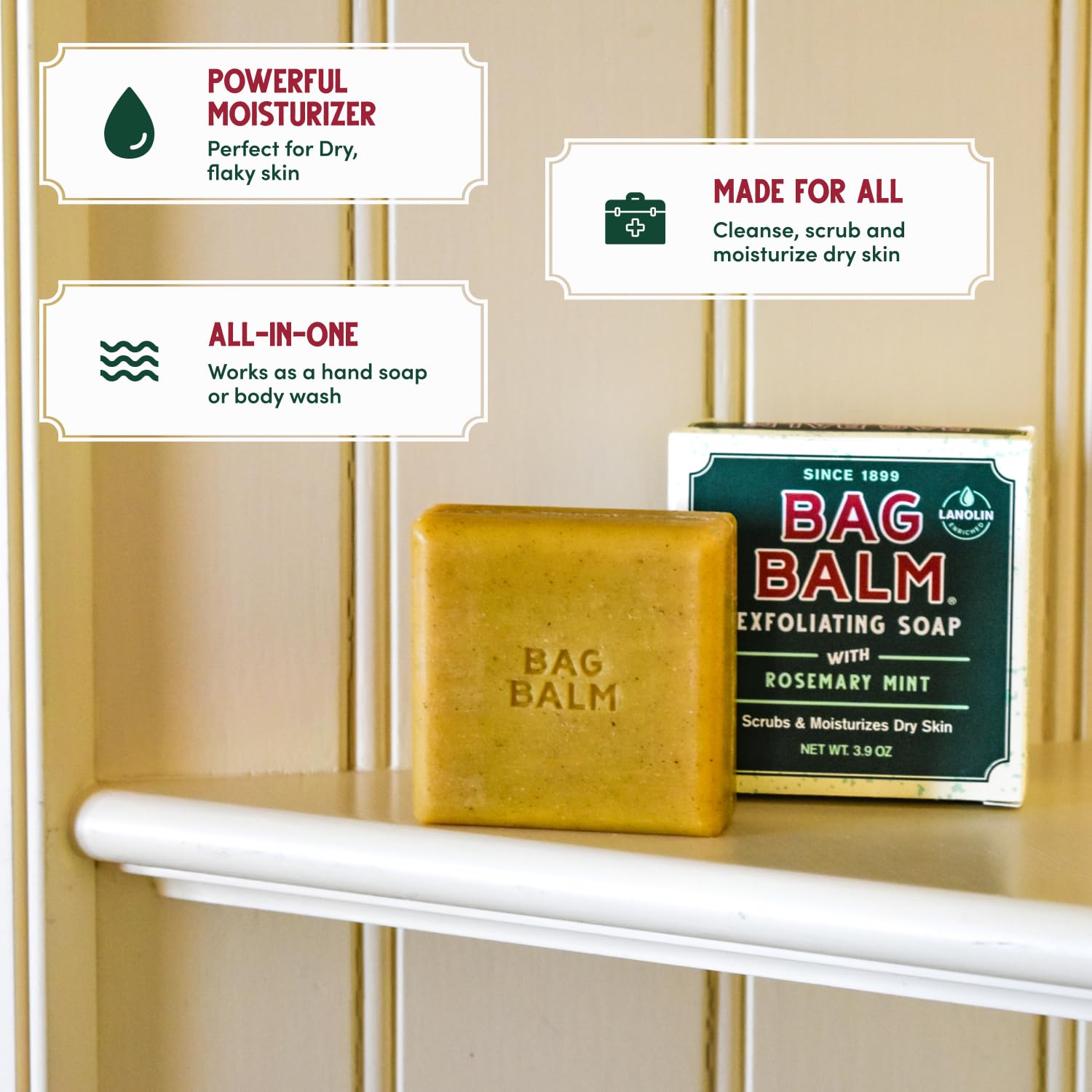 Bag Balm barra jabón cuerpo hidrata y limpia suavemente
