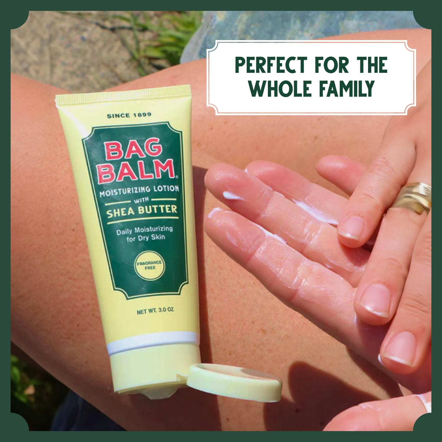 Bag Balm fragrance-free formula suitable for sensitive skin.