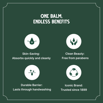 Bag Balm moisture lock after washing keeps hands soft all day.