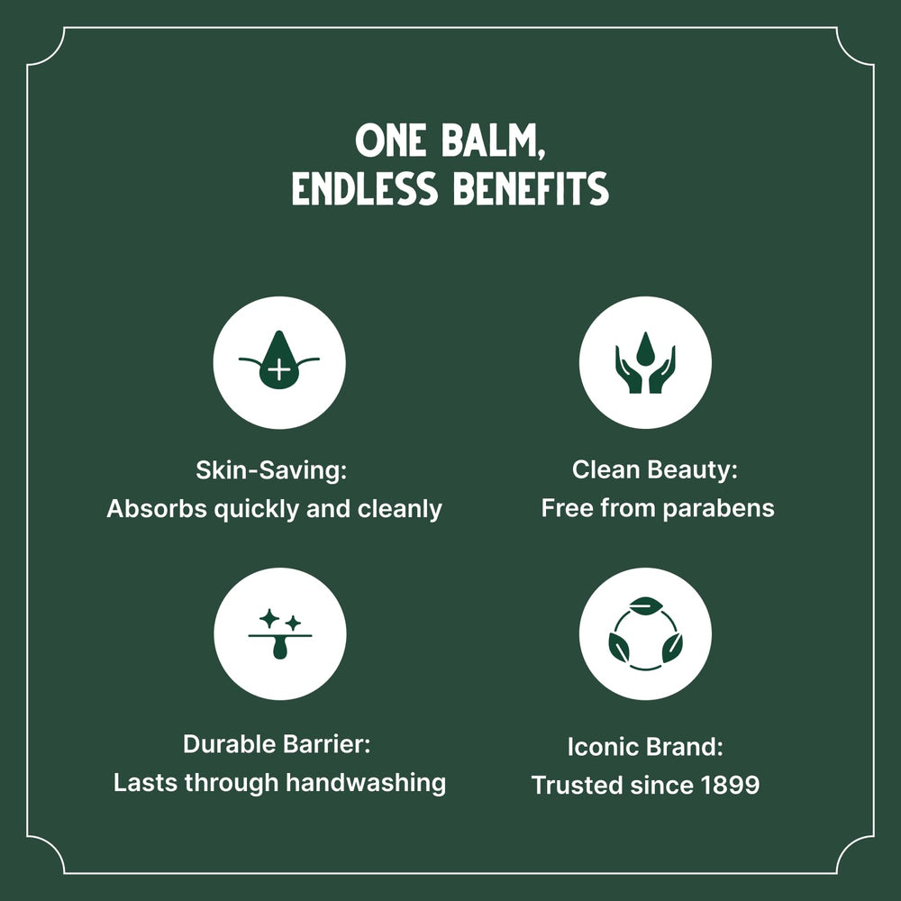 Bag Balm moisture lock after washing keeps hands soft all day.