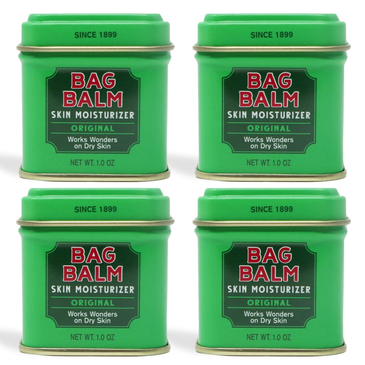 Bag Balm original ointment tin pack of four for versatile on-the-go moisture