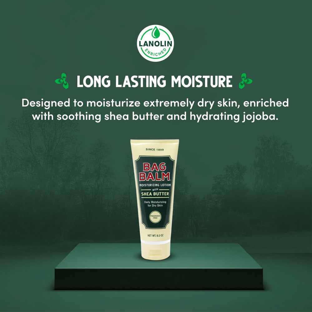 Bag Balm thick lotion with fast absorption for quick hydration.