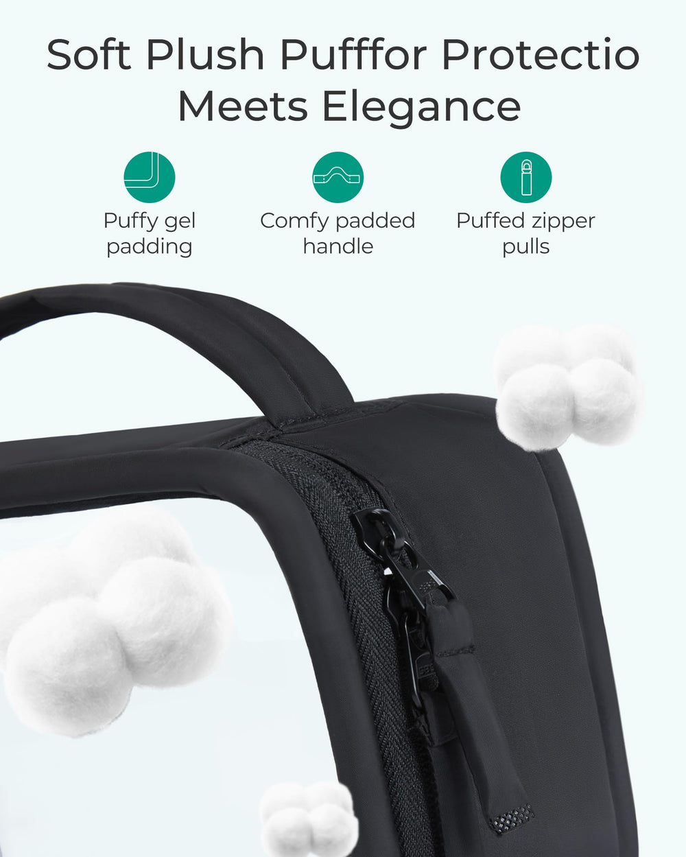 BAGSMART apertura amplia de 180 grados para acceso rápido.