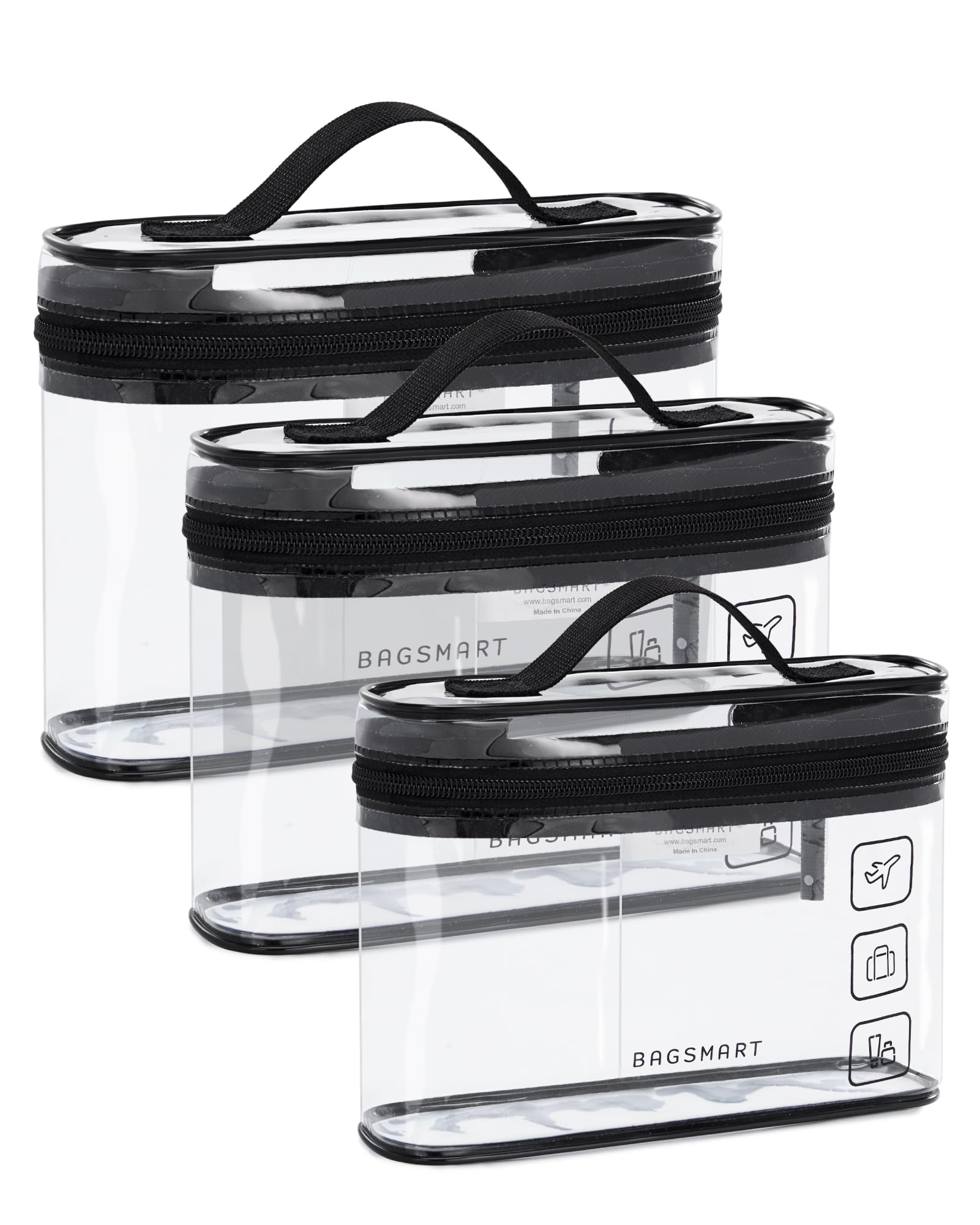Bolsa de aseo Bagsmart con apertura de 180° para acceso rápido.