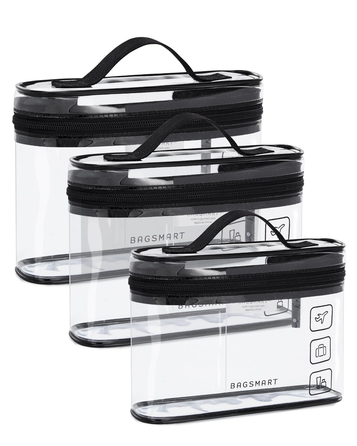 Bolsa de aseo Bagsmart con apertura de 180° para acceso rápido.