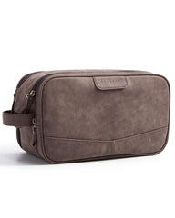 BAGSMART bolsa de aseo para hombre con cuero PU negro y acabado brillante