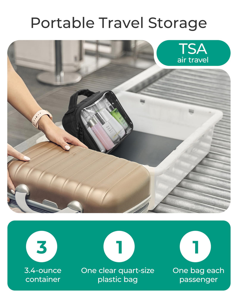 BAGSMART bolsa transparente con doble cremallera facilita acceso rápido