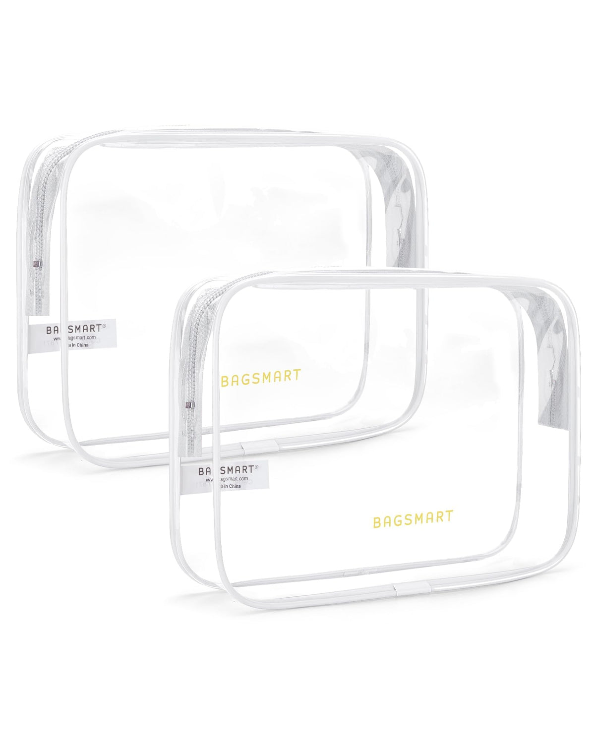 BAGSMART bolsa de aseo transparente de dos piezas ideal para cumplir la TSA en viajes