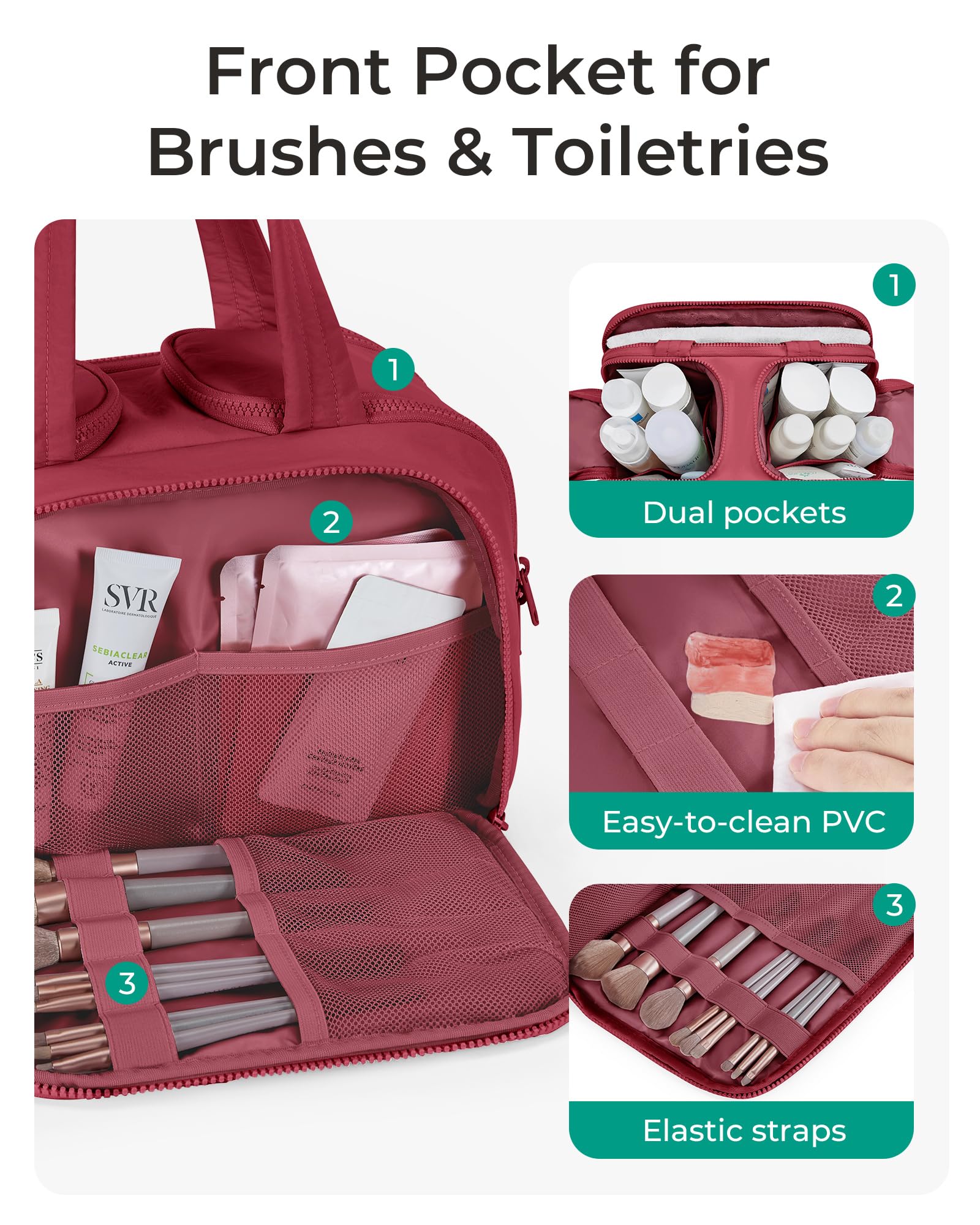 BAGSMART bolsa de aseo con interior amplio para viajar organizada.