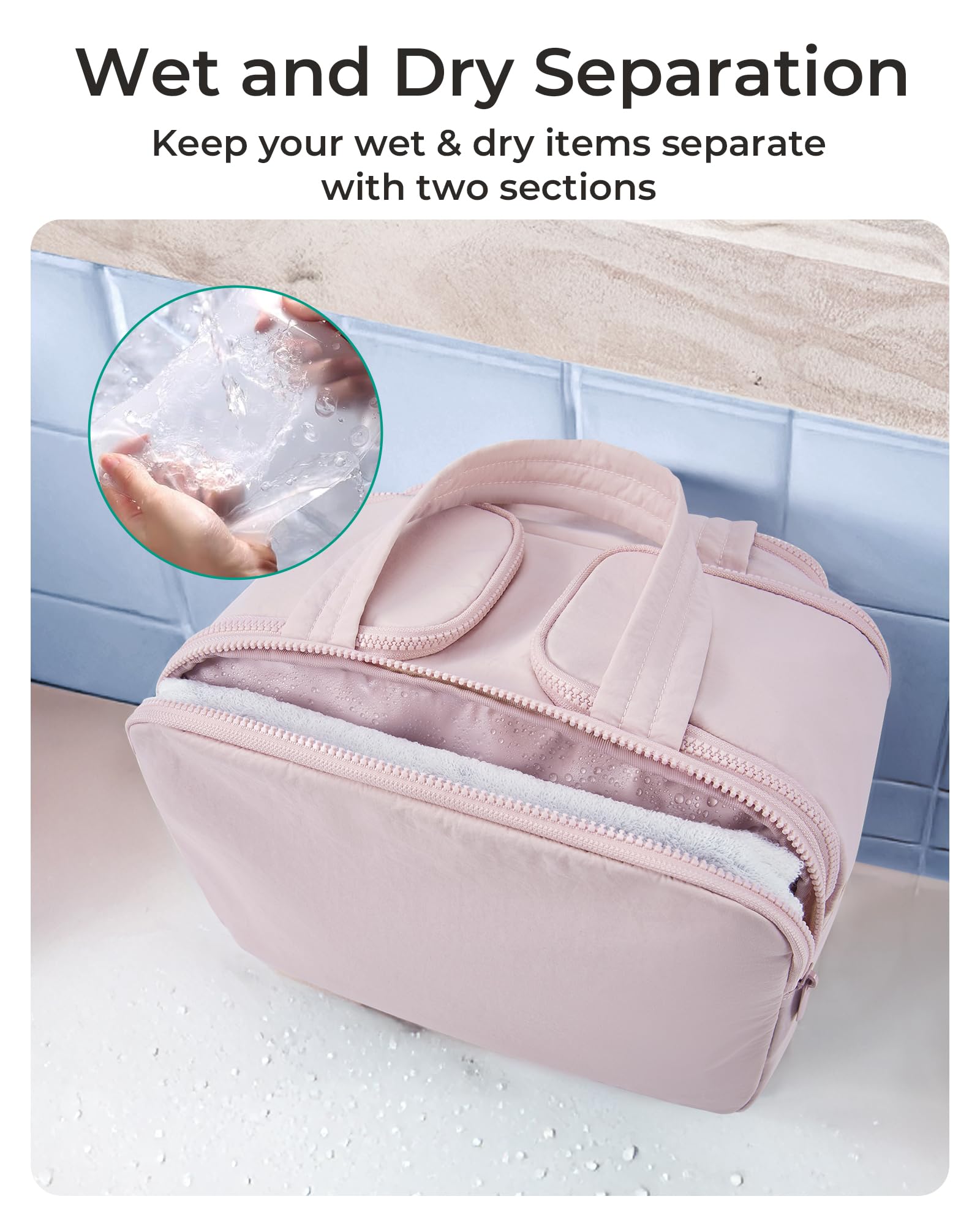 BAGSMART bolsa de aseo, material ligero Taslan para viajar cómodo