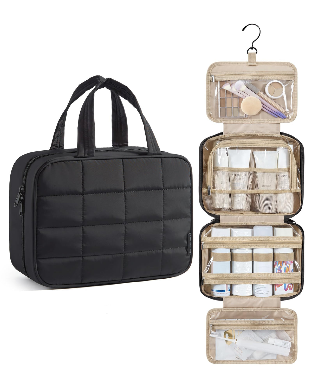 BAGSMART bolsa de aseo para viaje colgante, exterior suave y ligera para viajar