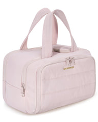 BAGSMART bolsa de aseo rosa, apertura amplia para acceso rápido