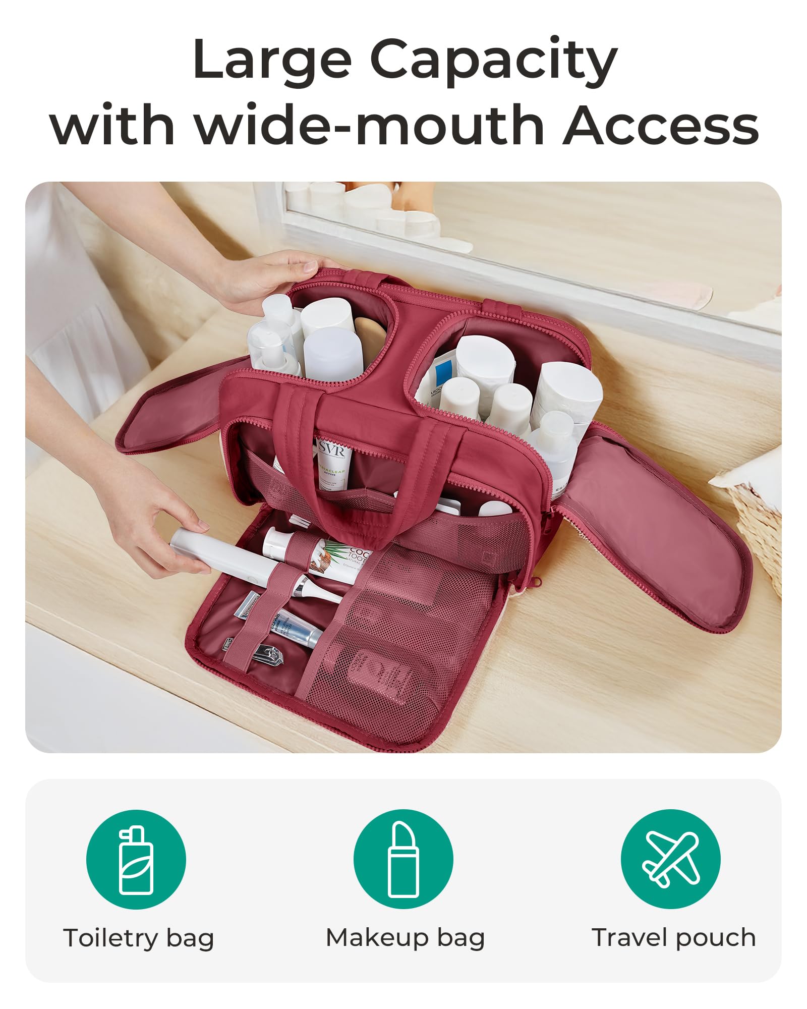 BAGSMART bolsa de aseo versátil para viaje, gimnasio o camping.