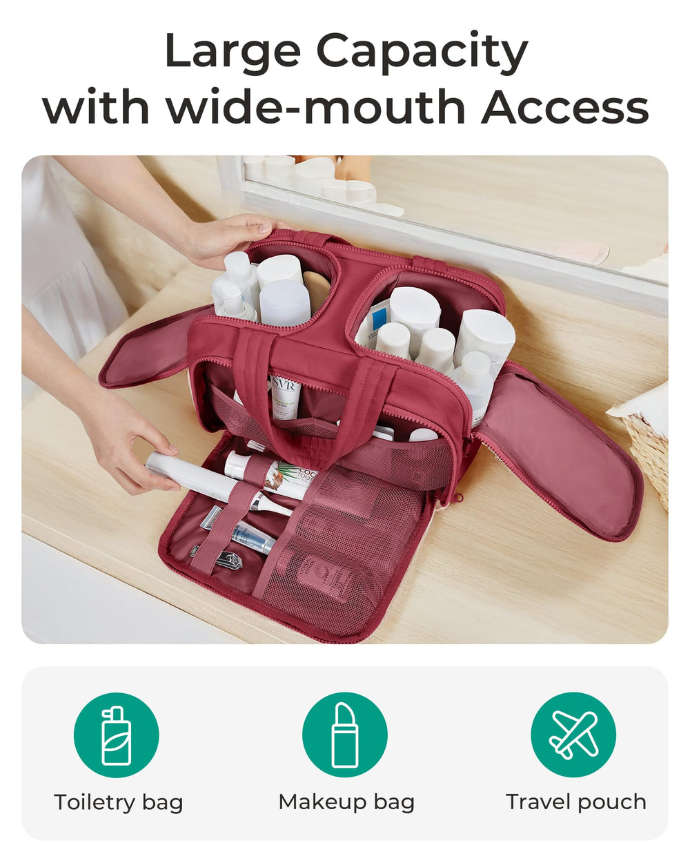 BAGSMART bolsa de aseo versátil para viaje, gimnasio o camping.