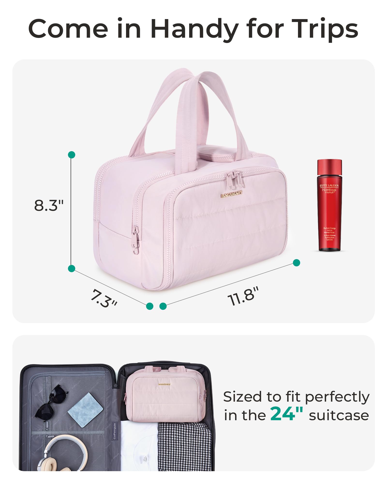 BAGSMART bolsa de aseo, uso múltiple como neceser y estuche de maquillaje