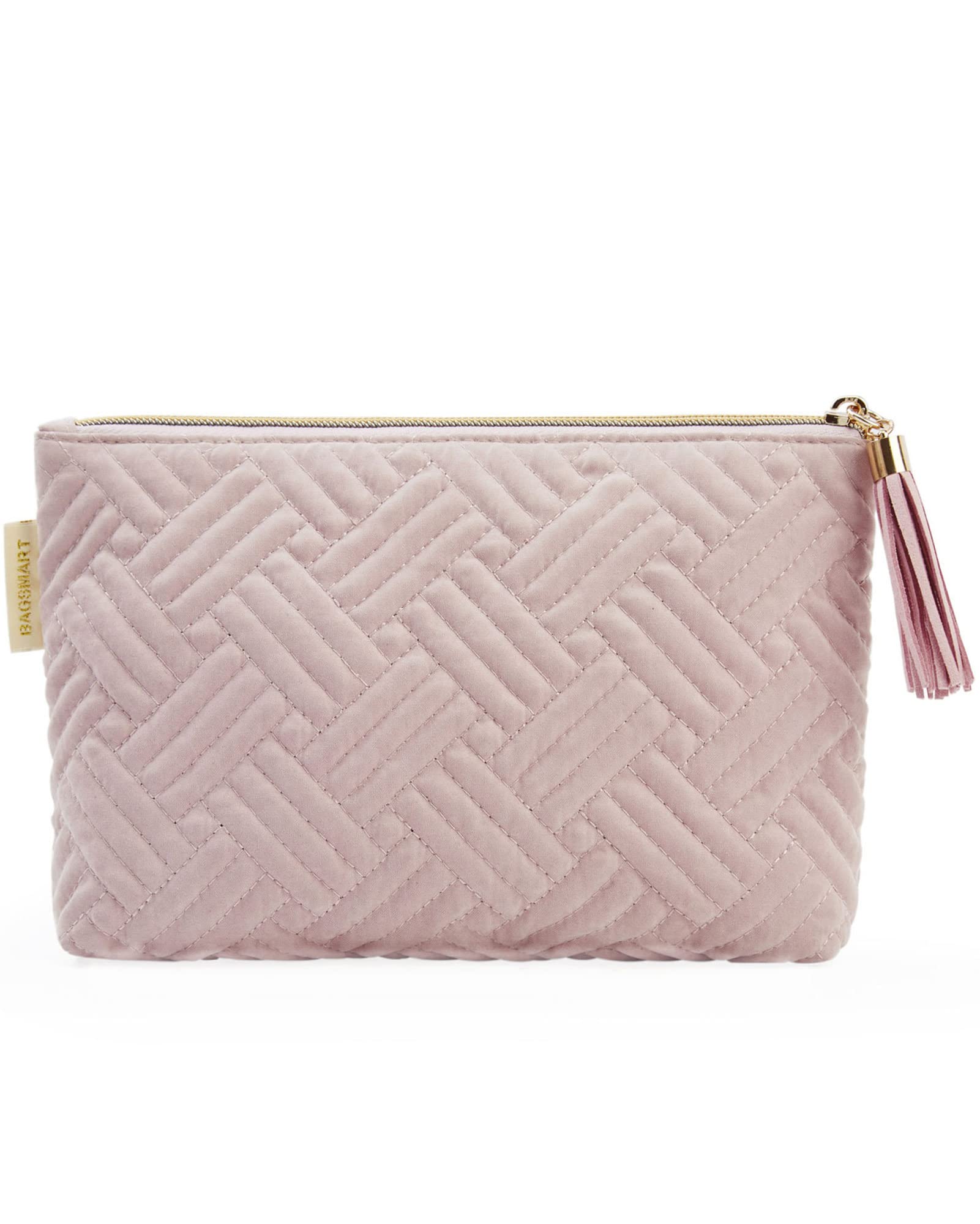 BAGSMART Bolsa cosmética pequeña rosa para mantener tus cosméticos diarios ordenados.