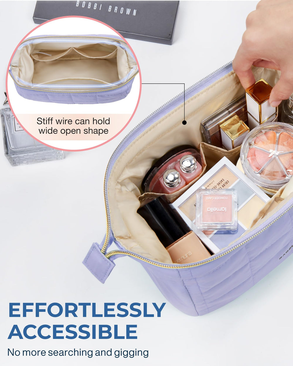 BAGSMART bolsa cosméticos con forro PVC para protección