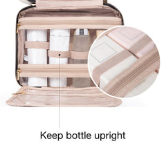 BAGSMART bolsa de aseo interior con elásticos para botellas seguras.