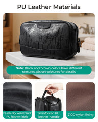Bagsmart bolsa de aseo marrón PU con textura suave, perfecta para hoteles y maletas