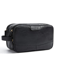 Bagsmart bolsa de aseo negra en PU con acabado brillante, ideal para uso diario y viaje