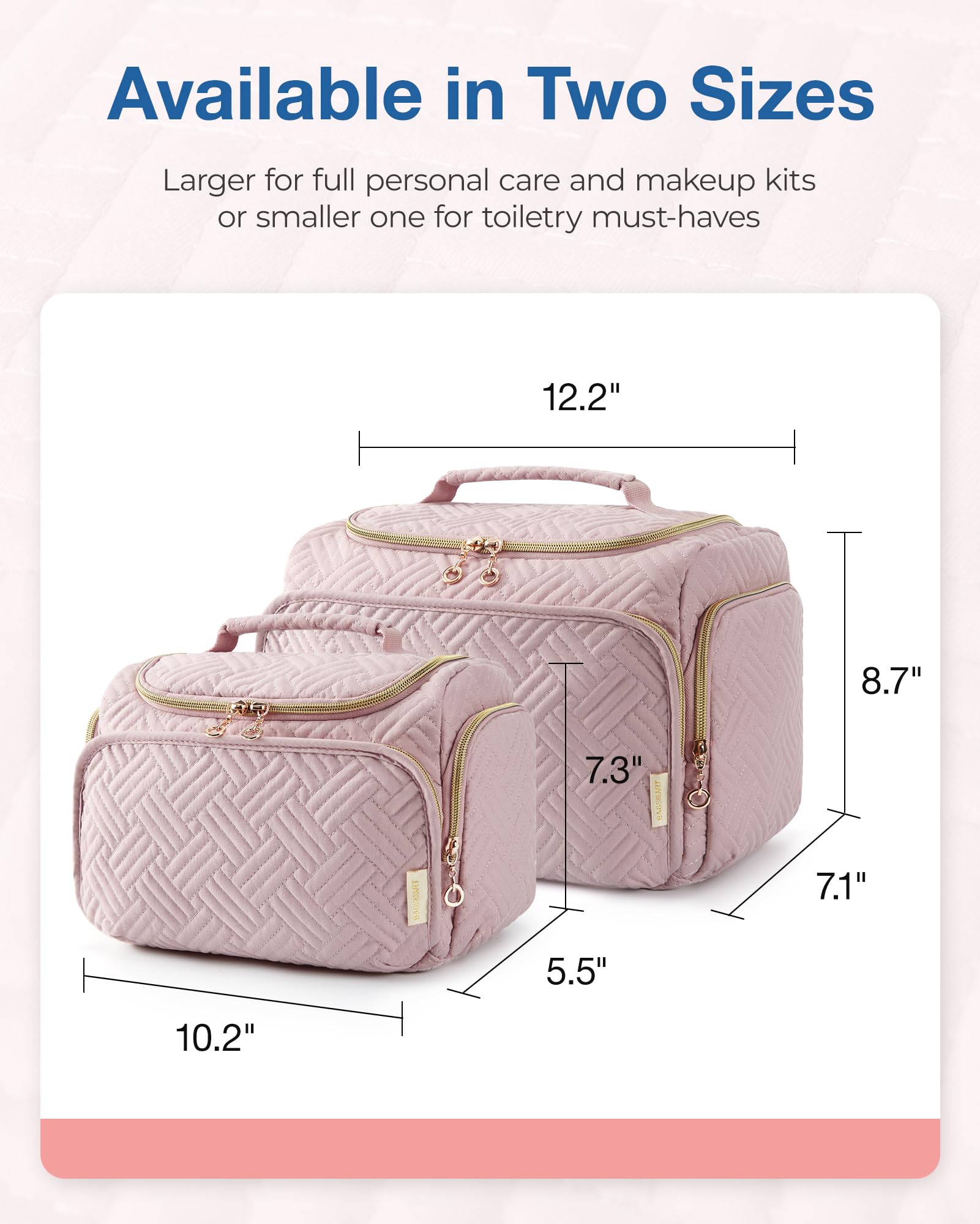 BAGSMART bolsa de higiene de viaje rosa resistente al agua y fácil de limpiar