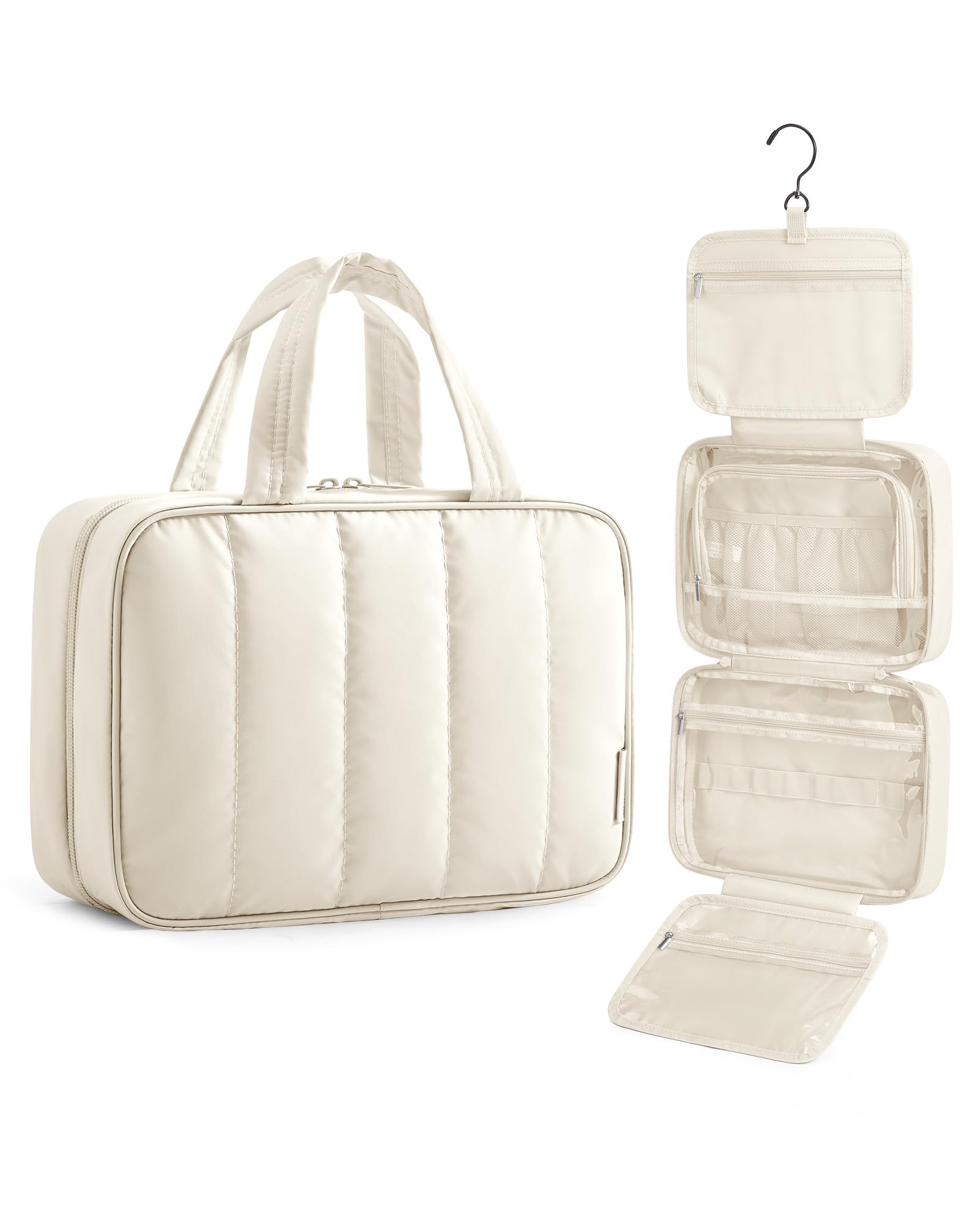 BAGSMART bolsa-higiene-viaje con gancho, organización rápida para cosméticos.