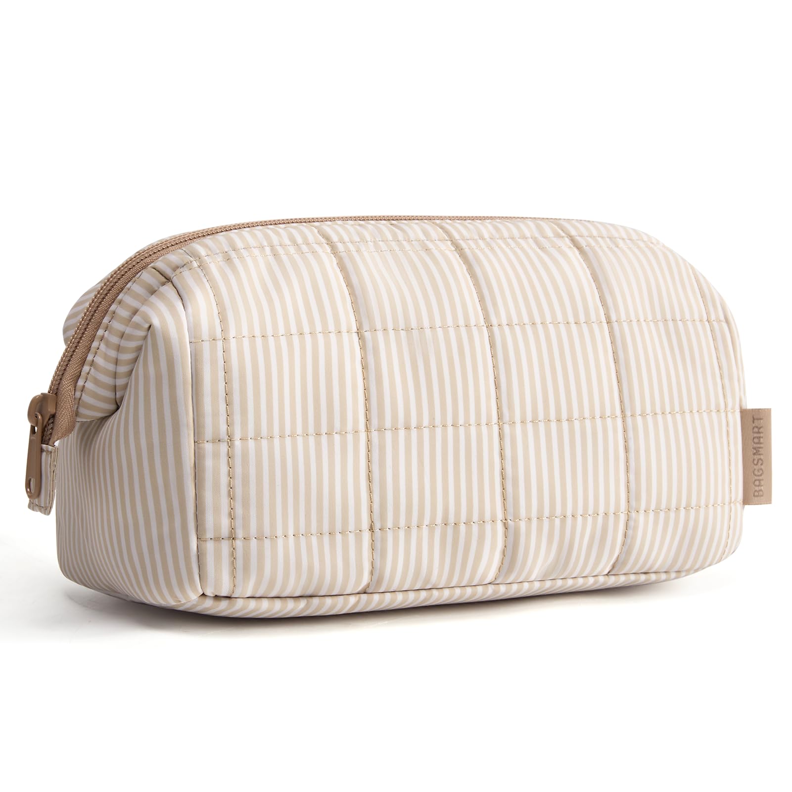 BAGSMART bolsa de maquillaje con apertura amplia para acceso rápido a cosméticos.