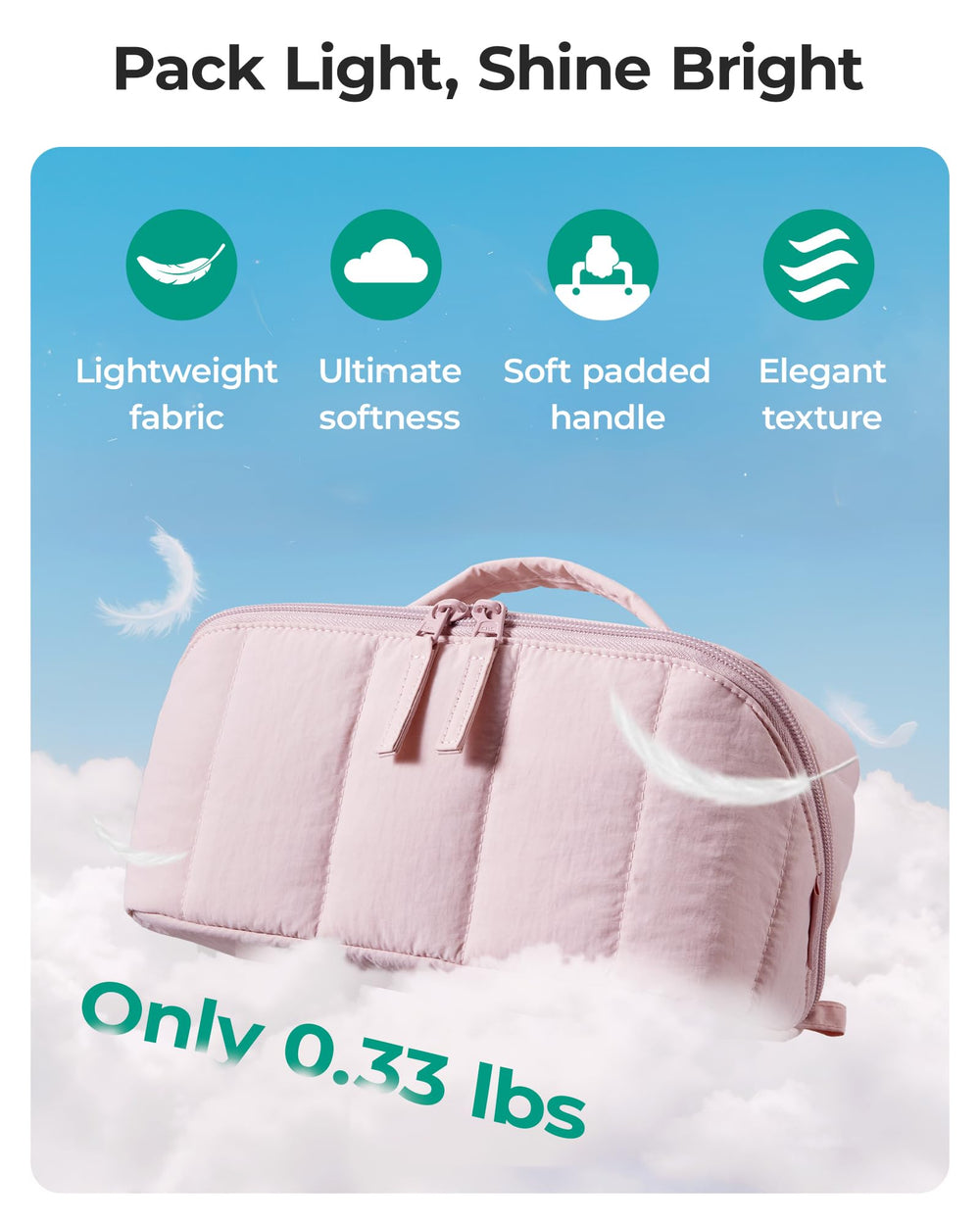 BAGSMART organizador con bolsillos y zonas dedicadas para brochas y cosméticos