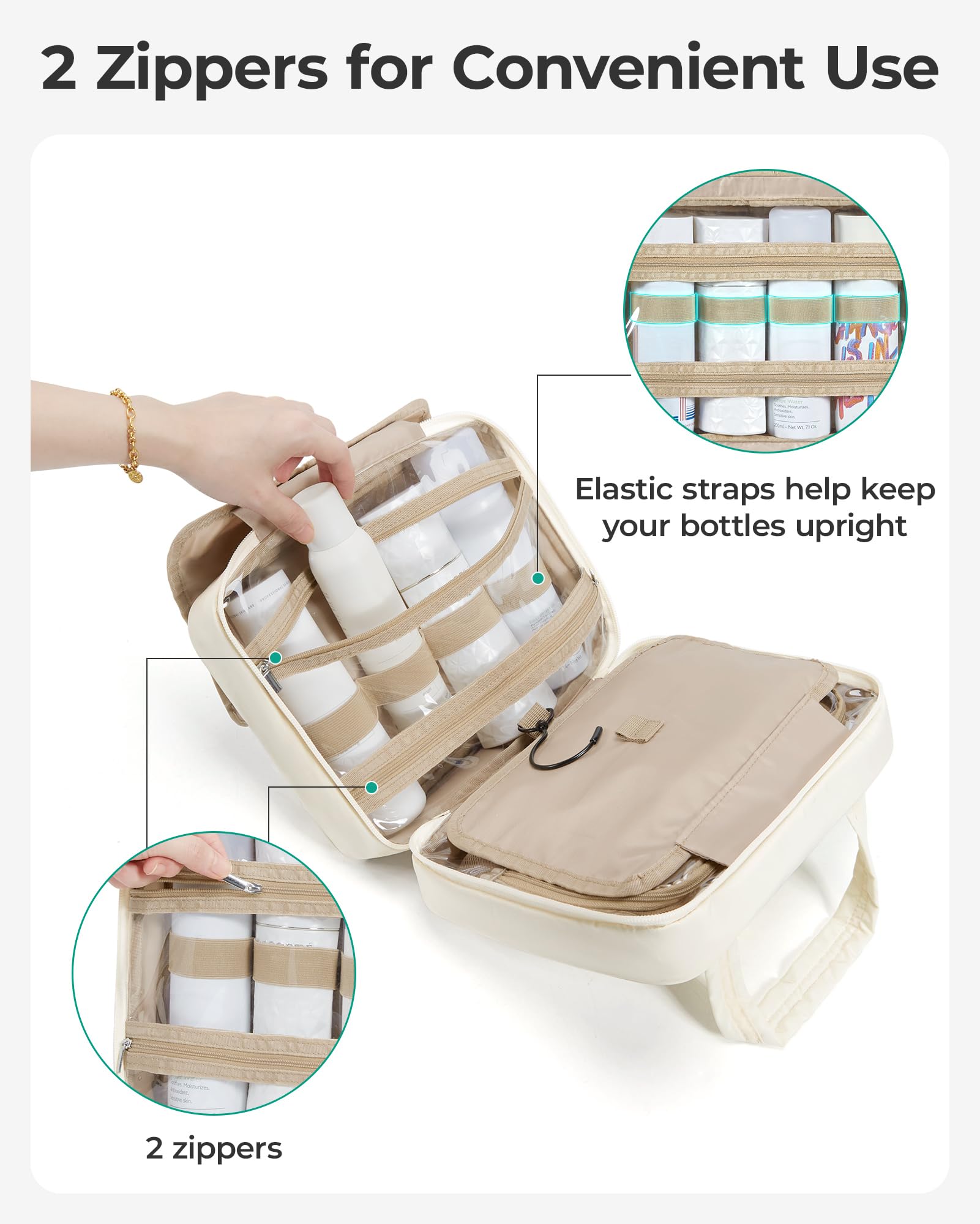 BAGSMART bolsa de maquillaje puff, organizador compacto para cosméticos