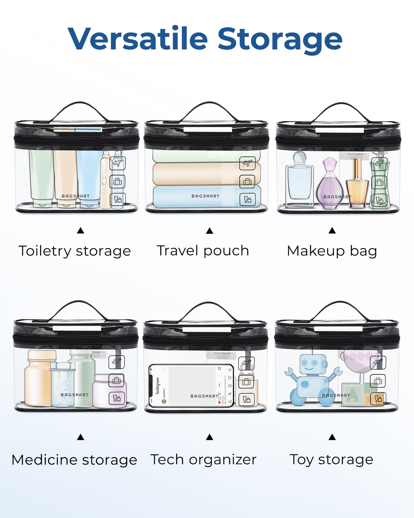 BAGSMART bolsa versátil para cosméticos y accesorios de viaje
