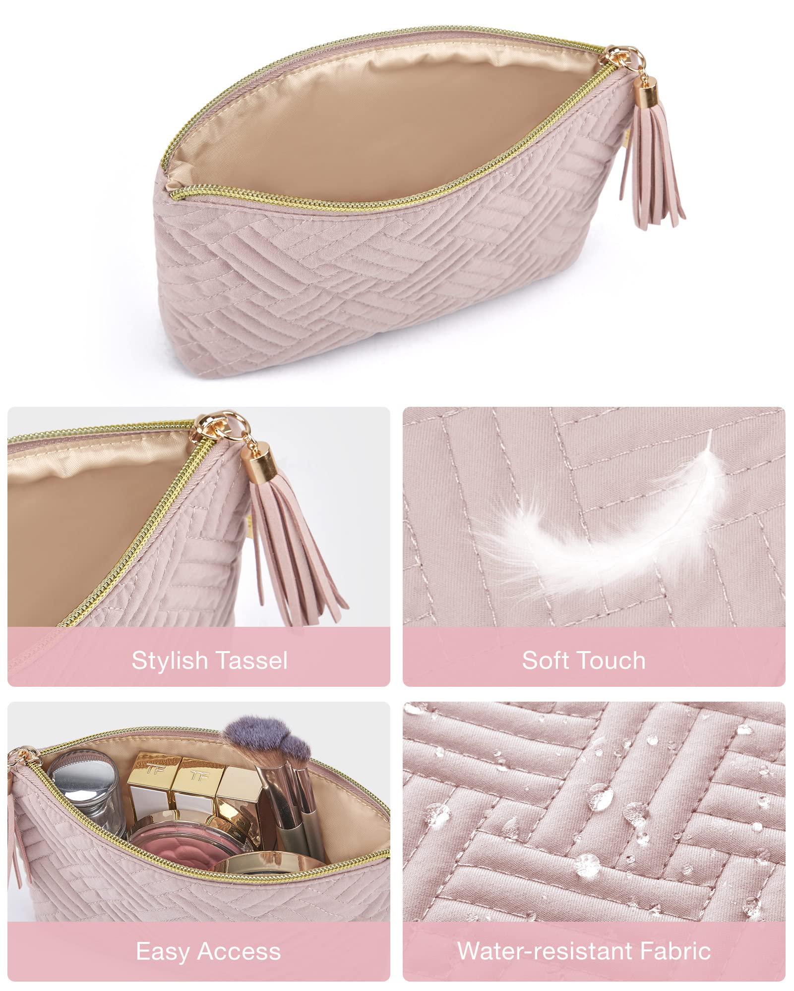 BAGSMART Bolsa multifuncional cosmética rosa, perfecta para regalos o para guardar objetos.