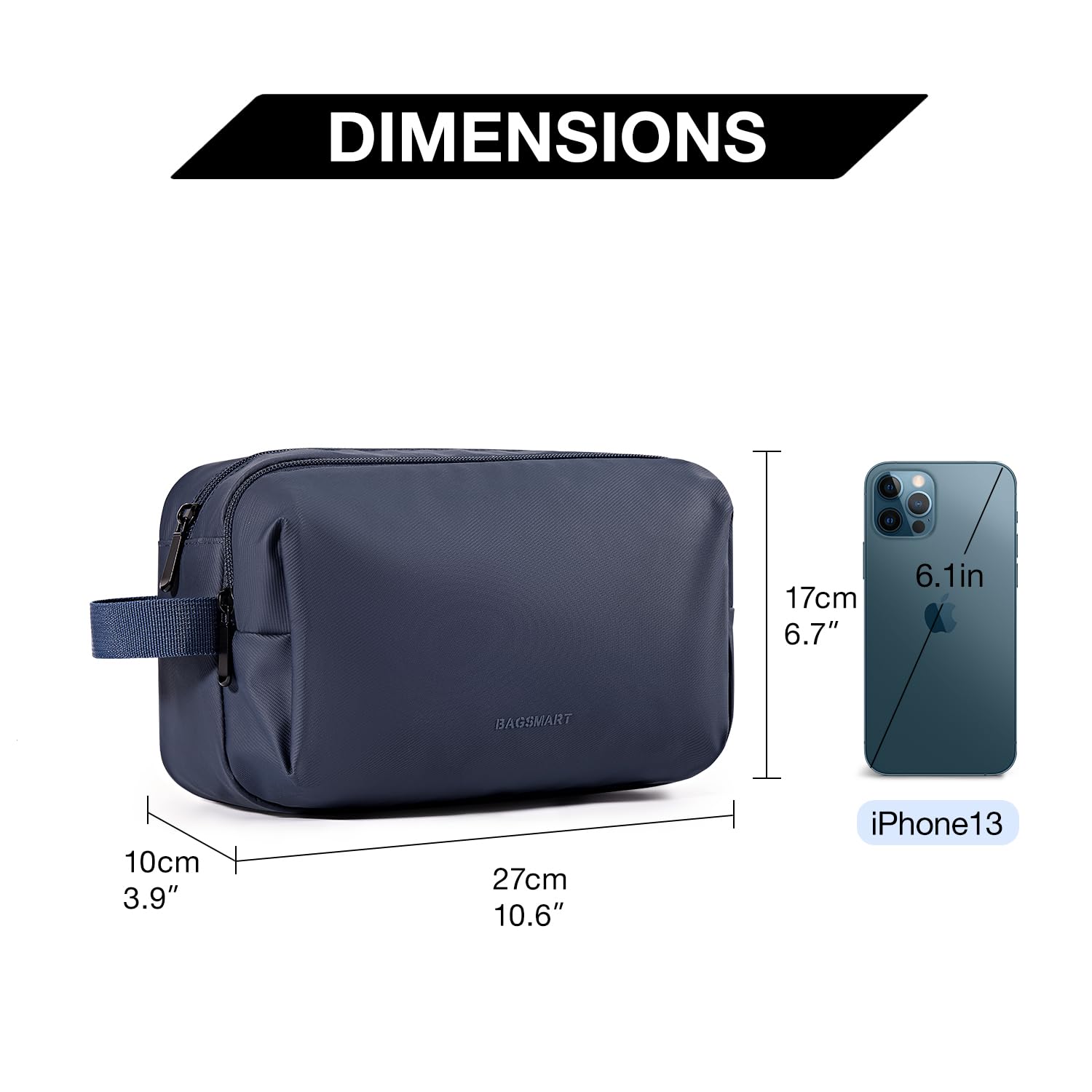 BAGSMART bolsillo trasero con elástico y cremallera, organización extra.