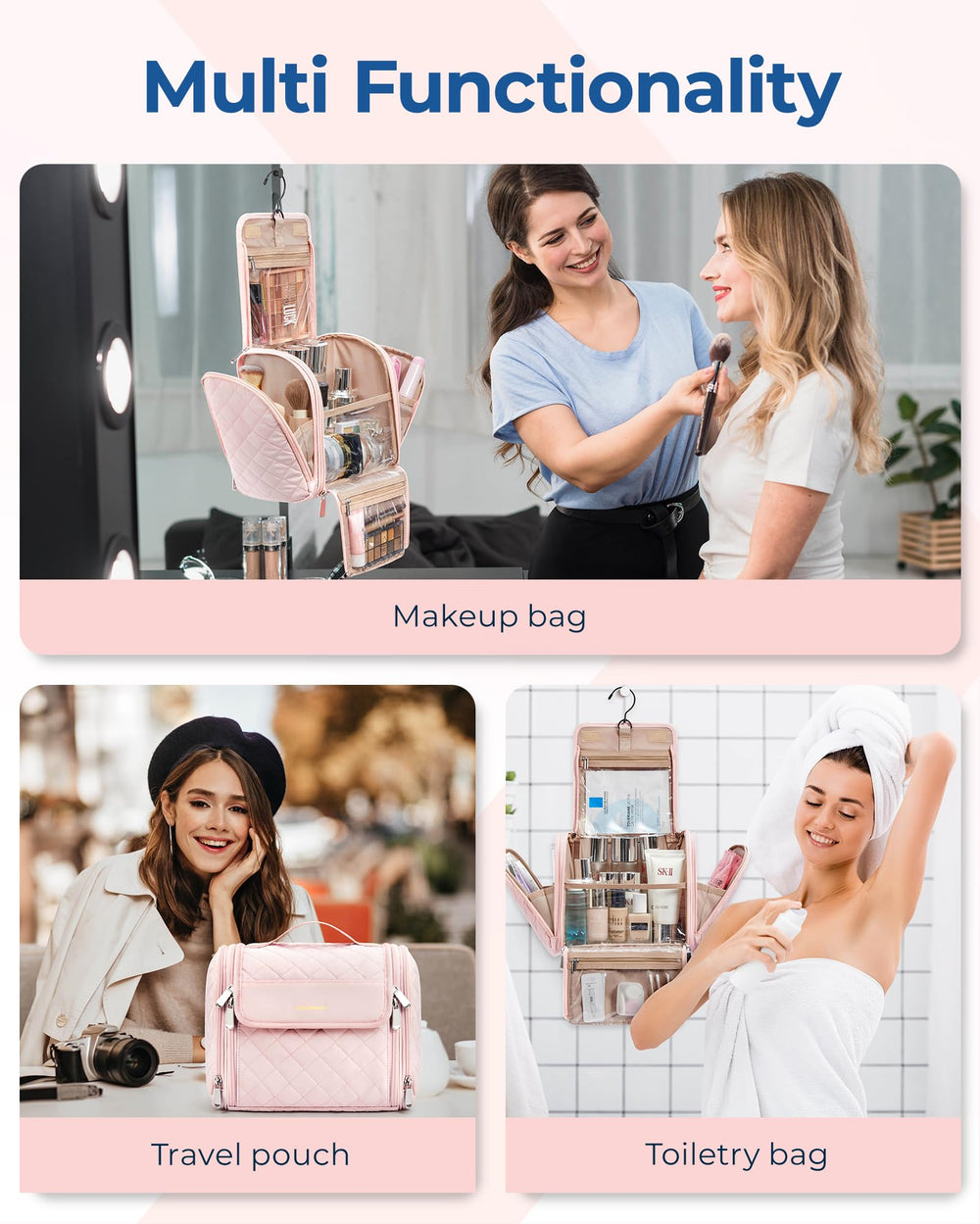 BAGSMART bolsillos transparentes de acceso rápido para localizar artículos fácilmente.