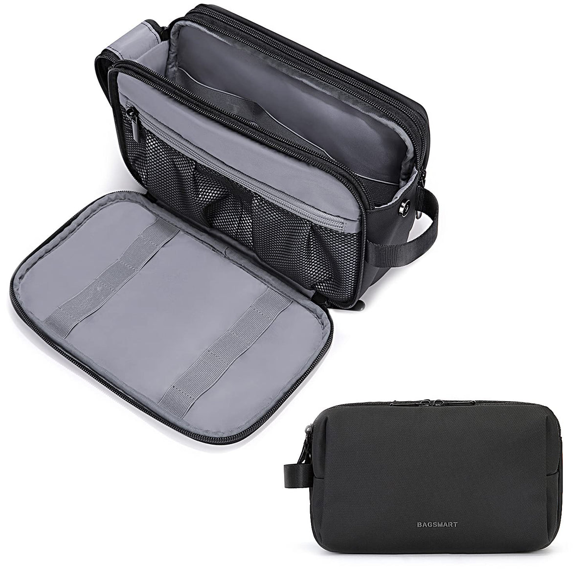 BAGSMART bolso de higiene para hombre, gran capacidad para organizar artículos de aseo.