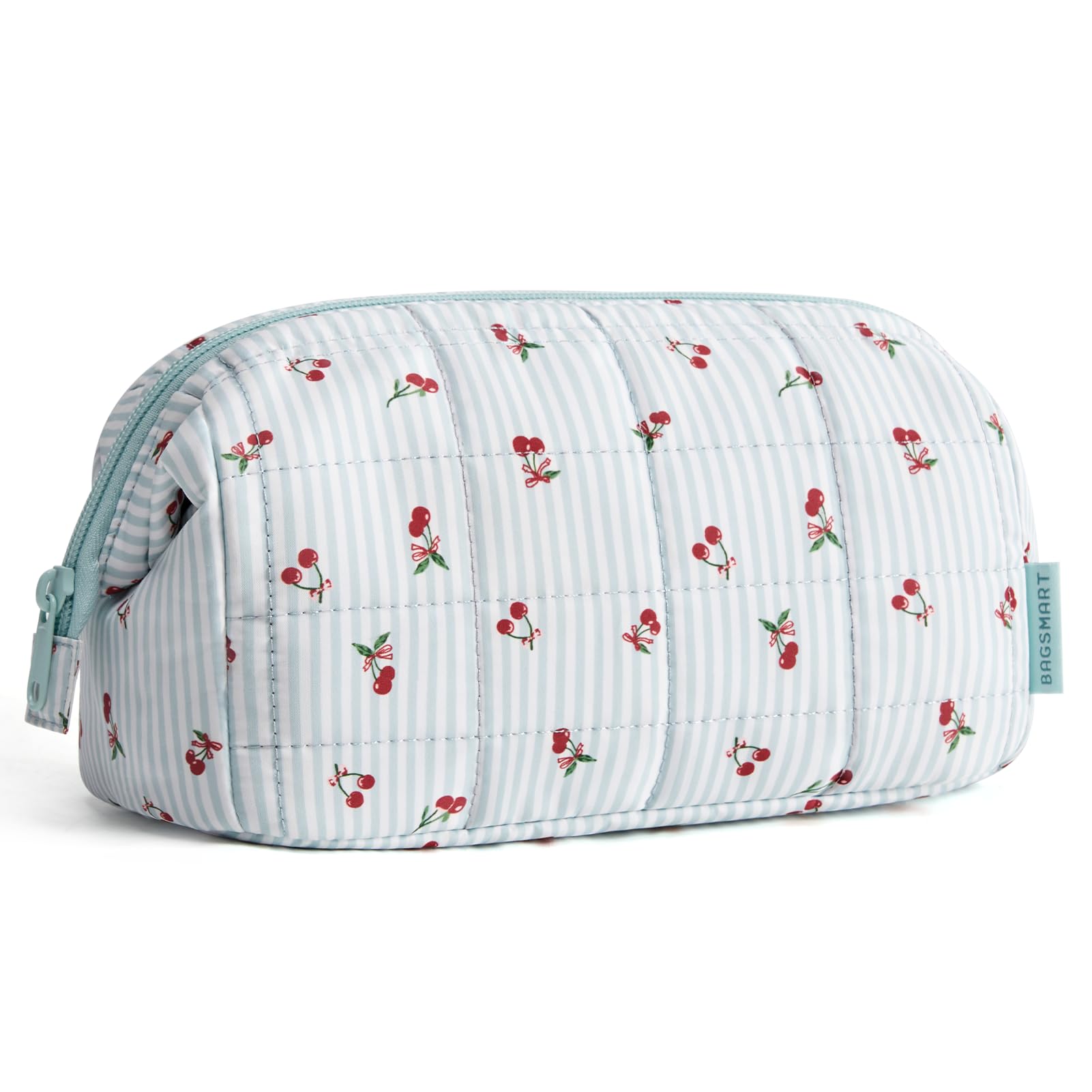 BAGSMART bolso-maquillaje apertura-amplia facilita acceso rápido a cosméticos.